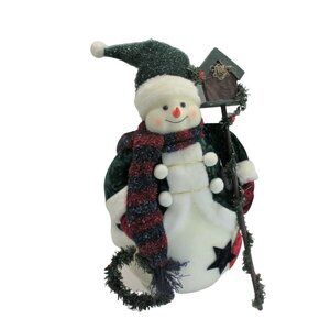 Unbranded Snowman Figure Unisex 20" Green Felt Styrofoam Birdhouse‎ Decor